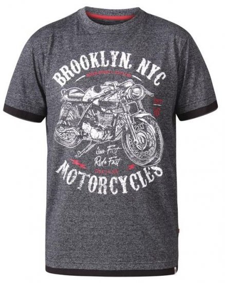 D555 Roman Brooklyn Motorcycles Crew Neck T-Shirt Black Twist - Koszulki - T-shirty meskie Duże Rozmiary - 2XL-14XL