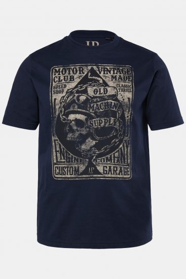 JP1880 T-Shirt Short Sleeve Skull Chest Print Navy - Koszulki - T-shirty meskie Duże Rozmiary - 2XL-14XL