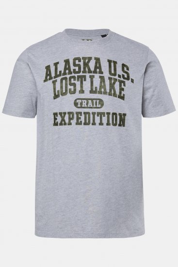 JP1880 T-shirt Short Sleeve Chest Print Grey Melange - Koszulki - T-shirty meskie Duże Rozmiary - 2XL-14XL