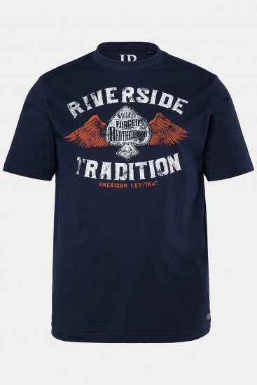JP1880 T-Shirt Short Sleeve Chest Print Navy - Koszulki - T-shirty meskie Duże Rozmiary - 2XL-14XL