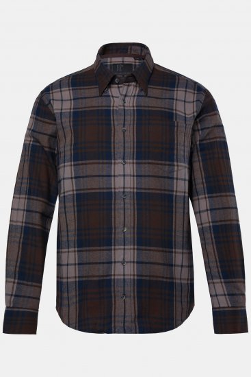 JP1880 Shirt Flannel Long Sleeve Dark Brown - Koszule - Koszule 2XL-10XL