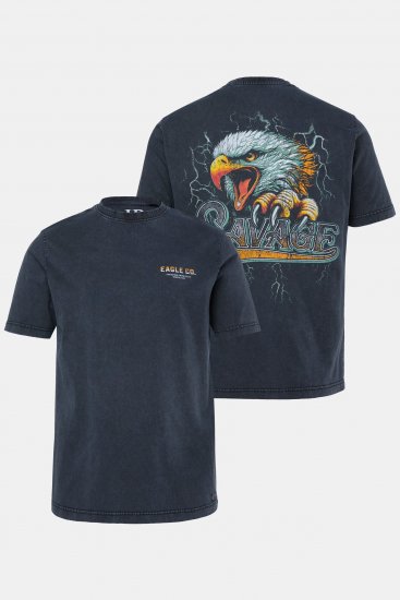 JP1880 T-Shirt Short Sleeve Back Print Vintage Black - Koszulki - T-shirty meskie Duże Rozmiary - 2XL-14XL