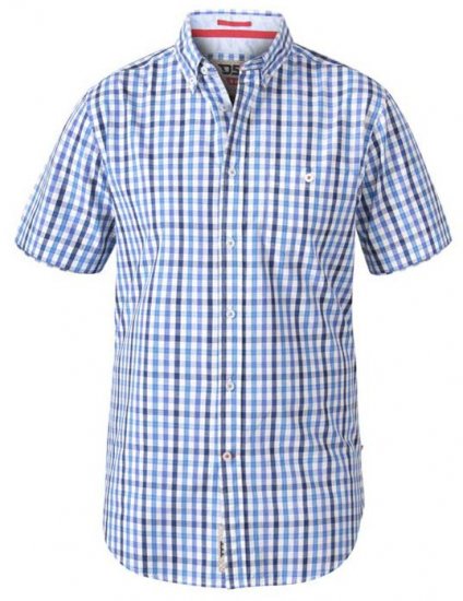 D555 Rowling Blue Gingham Short Sleeve Shirt - Koszule - Koszule 2XL-10XL