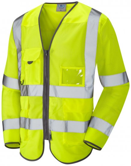 Leo Burrington Coolviz Superior Long Sleeve Waistcoat Hi-Vis Yellow - Odzież robocza - Odzież robocza 3XL-6XL