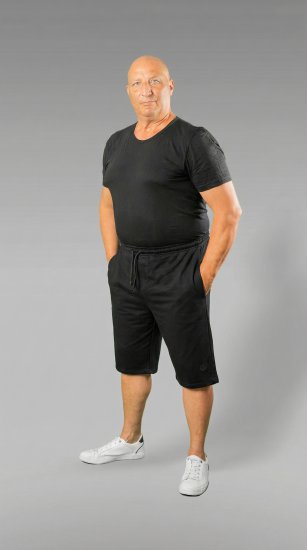 20 Nodi Scirocco Short Leg Sports Pants in Combed Cotton Jersey Black - Dresy & spodenki dresowe - Dresy & Spodnie Dresowe 2XL-12XL