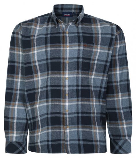 Espionage SH394 Szczotkowana koszula w kratę airforce/granatowy - Koszule - Koszule 2XL-10XL