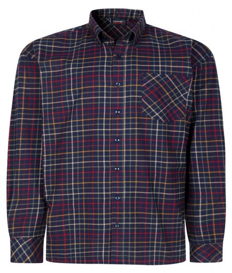 Espionage SH448 Szczotkowana koszula w kratę granatowy/multi - Koszule - Koszule 2XL-10XL