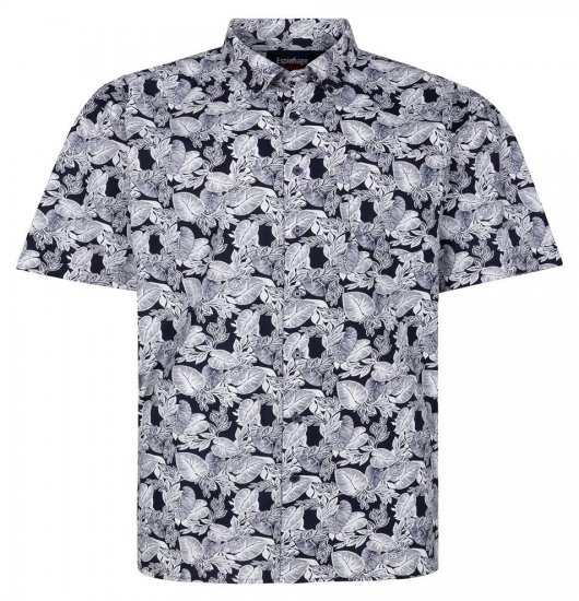 Espionage SH462 Koszula z nadrukiem liści granatowy/biały - Koszule - Koszule 2XL-10XL