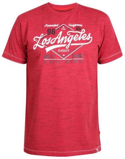 D555 Shelton T-shirt Red - Koszulki - T-shirty meskie Duże Rozmiary - 2XL-14XL