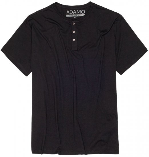 Adamo Silas Regular fit Serafino T-shirt Black - Koszulki - T-shirty meskie Duże Rozmiary - 2XL-14XL