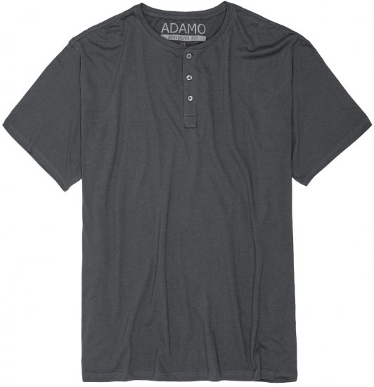 Adamo Silas Regular fit Serafino T-shirt Charcoal - Koszulki - T-shirty meskie Duże Rozmiary - 2XL-14XL