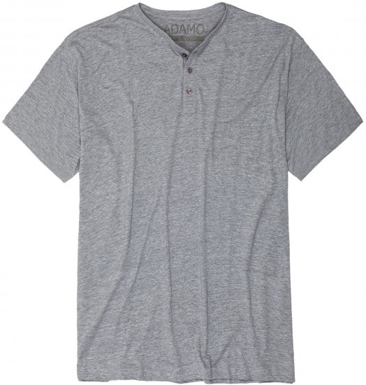 Adamo Silas Regular fit Serafino T-shirt Grey - Koszulki - T-shirty meskie Duże Rozmiary - 2XL-14XL