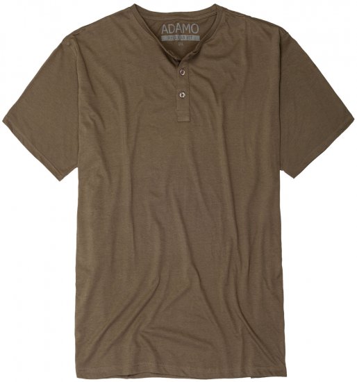 Adamo Silas Regular fit Serafino T-shirt Khaki - Koszulki - T-shirty meskie Duże Rozmiary - 2XL-14XL