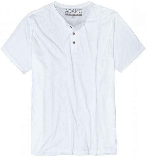 Adamo Silas Regular fit Serafino T-shirt White - Koszulki - T-shirty meskie Duże Rozmiary - 2XL-14XL