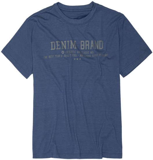 Adamo Simon Regular fit Printed T-shirt Denim Blue - Koszulki - T-shirty meskie Duże Rozmiary - 2XL-14XL