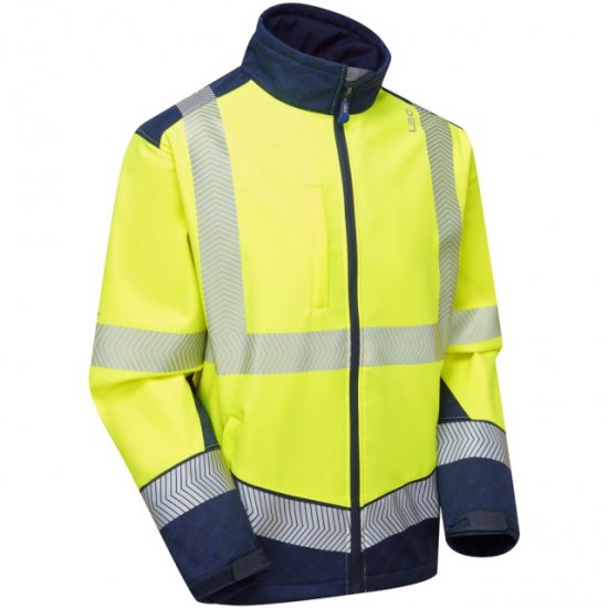 Leo Bowden Ecoviz Softshell Jacket Hi-Vis Yellow/Navy Print - Odzież robocza - Odzież robocza 3XL-6XL