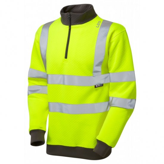 Leo Brynsworthy Ecoviz 1/4 Zip Sweatshirt Hi-Vis Yellow - Odzież robocza - Odzież robocza 3XL-6XL