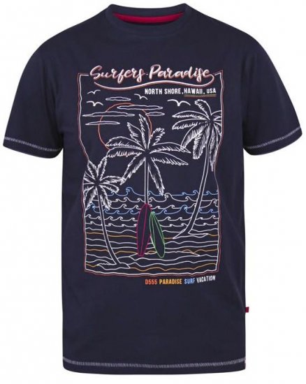 D555 Stewart Surfer'S Paradise Crew Neck T-Shirt Navy - Koszulki - T-shirty meskie Duże Rozmiary - 2XL-14XL