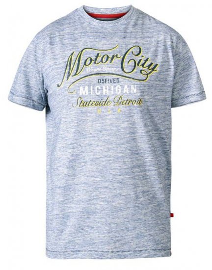 D555 Stirling Motor City Crew Neck T-Shirt Blue Reno - Koszulki - T-shirty meskie Duże Rozmiary - 2XL-14XL