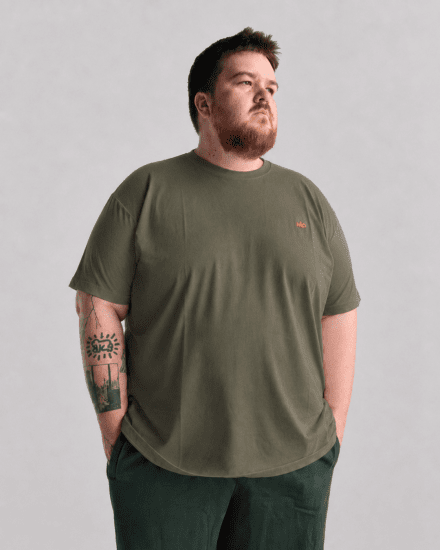 Motley Denim Stockholm T-shirt Dark Khaki - Koszulki - T-shirty meskie Duże Rozmiary - 2XL-14XL