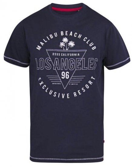 D555 Stoke Los Angeles Beach Printed T-Shirt Navy - Koszulki - T-shirty meskie Duże Rozmiary - 2XL-14XL