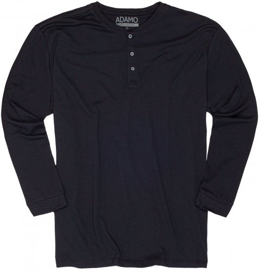 Adamo Sven Regular fit Serafino Long sleeve T-shirt Navy - Koszulki - T-shirty meskie Duże Rozmiary - 2XL-14XL