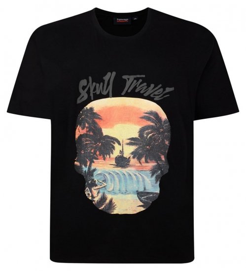 Espionage T432 Skull Travel Koszulka z nadrukiem czarny - Koszulki - T-shirty meskie Duże Rozmiary - 2XL-14XL
