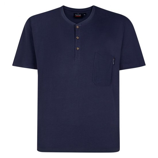 Espionage T447 Grandad Tee Czarny - Koszulki - T-shirty meskie Duże Rozmiary - 2XL-14XL