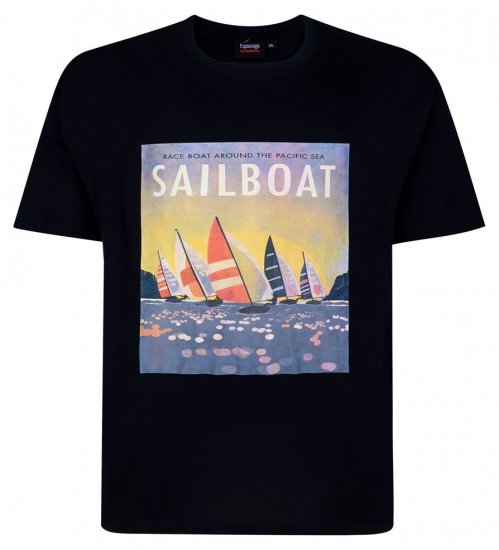Espionage T459 Sailboat Koszulka z nadrukiem granatowy - Koszulki - T-shirty meskie Duże Rozmiary - 2XL-14XL