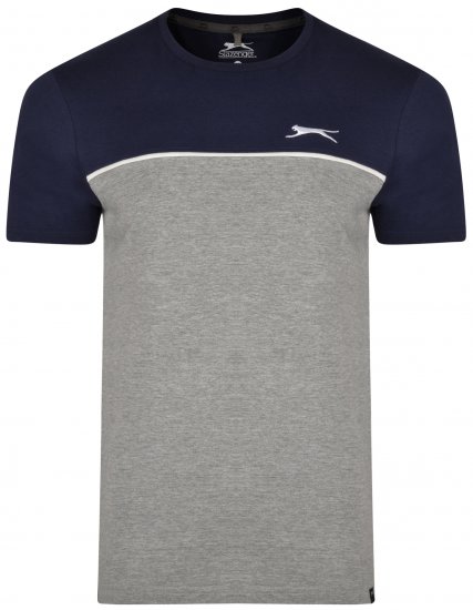 Slazenger Tarique T-shirt Navy/Grey - Koszulki - T-shirty meskie Duże Rozmiary - 2XL-14XL