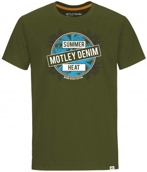 Motley Denim T-shirt Telford Dark Khaki - Koszulki - T-shirty meskie Duże Rozmiary - 2XL-14XL