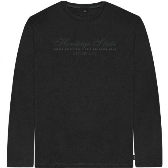 Double Outfitters TS-9171 Long Sleeve T-Shirt Embroidered Black - Koszulki - T-shirty meskie Duże Rozmiary - 2XL-14XL