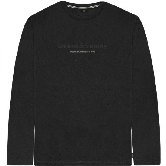 Double Outfitters TS-9173 Long Sleeve T-Shirt Embossed Black - Koszulki - T-shirty meskie Duże Rozmiary - 2XL-14XL