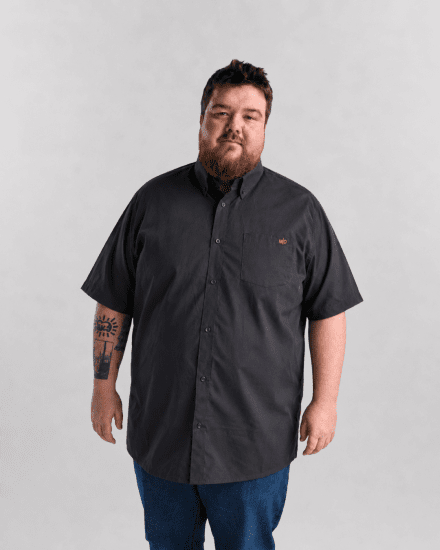 Motley Denim Zagreb Koszula z krótkim rękawem Antracytowy - Koszule - Koszule 2XL-10XL