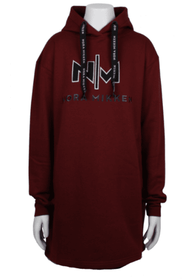 Nora Mikken KADRI WHITE Long Hoodie Burgundy - Bluzy & bluzy z kapturem - 