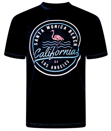 Kam Jeans 5707 Santa Monica Tee Black - Koszulki - T-shirty meskie Duże Rozmiary - 2XL-14XL