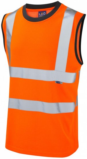 Leo Ashford Comfort Sleeveless T-shirt Hi-Vis Orange - Odzież robocza - Odzież robocza 3XL-6XL