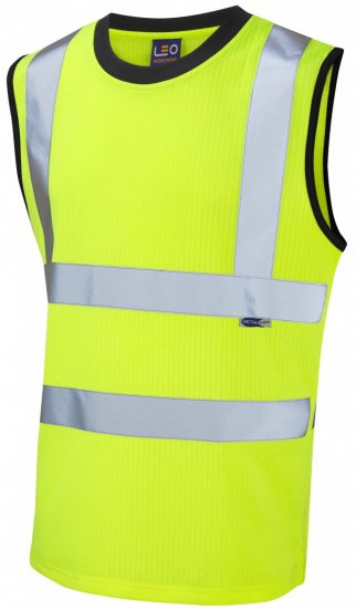 Leo Ashford Comfort Sleeveless T-shirt Hi-Vis Yellow - Odzież robocza - Odzież robocza 3XL-6XL
