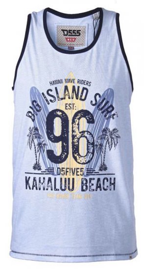 D555 Wirral Hawaii Surf Board Printed Vest Sky Blue - Koszulki - T-shirty meskie Duże Rozmiary - 2XL-14XL