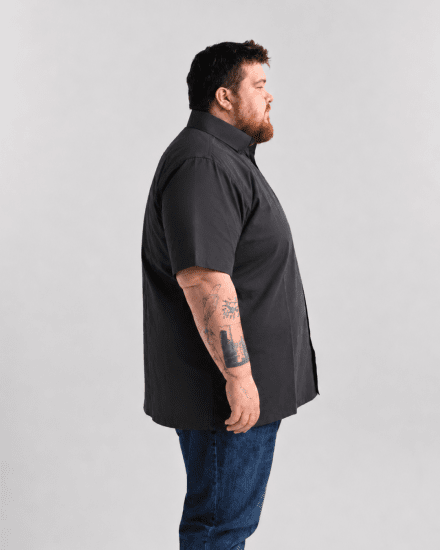Motley Denim Zagreb Koszula z krótkim rękawem Antracytowy - Koszule - Koszule 2XL-10XL