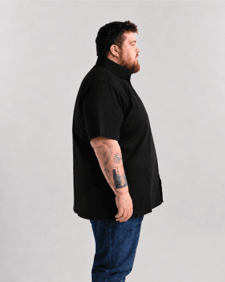 Motley Denim Zagreb Koszula z krótkim rękawem Czarny - Koszule - Koszule 2XL-10XL